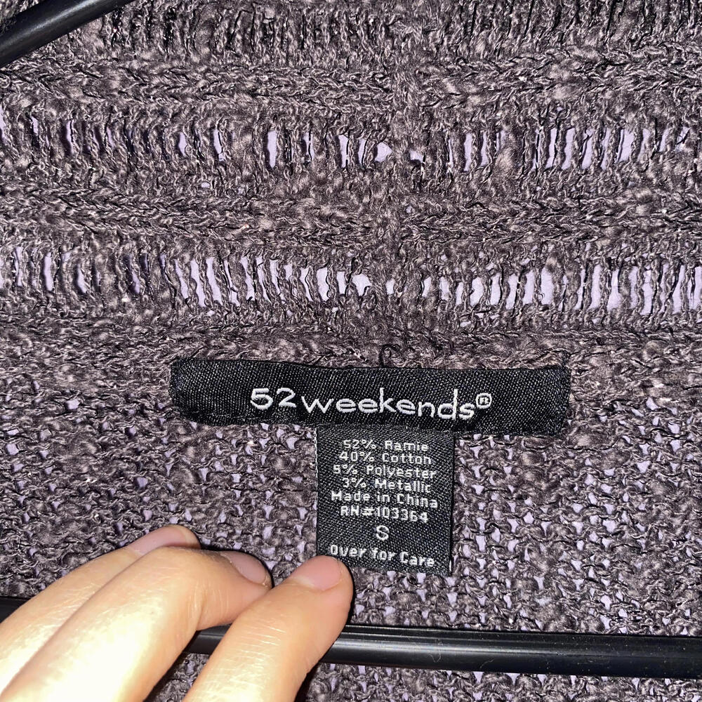 52 Weekends Metallic Open Knit Sweater Charcoal Womens S Y2K Clubwear Goth - Picture 3 of 3